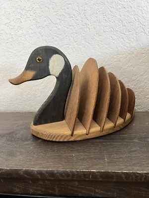 Wooden Goose Mail Separator Holder Divider Waterfowl Office Vintage Decor - Image 1 of 4