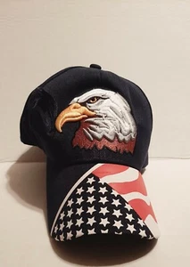 USA American Flag Hat Cap Stars and Stripes EAGLE 3D Embroidered Baseball Cap - Picture 1 of 6