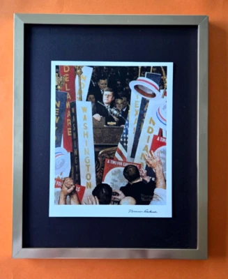 Impresión vintage firmada por Norman Rockwell de los años 70, montada y enmarcada, arte americano. Foto 1 de 3