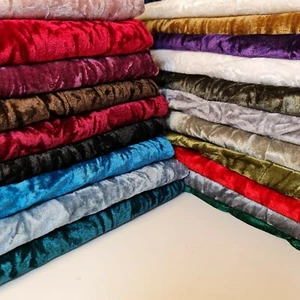 Premium Crushed Velvet Fabric Craft Stretch Velour Dress Craft Material 150cm - Picture 1 of 45