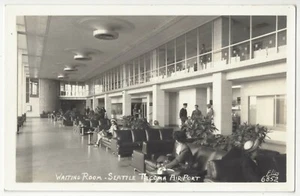 Interior del aeropuerto de Seattle Tacoma 1950 - Ellis FOTO REAL - Postal de Washington - Imagen 1 de 2
