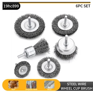 6 Stück Rotationsbohrer Draht Rad Bürstenbecher flach gecrimpt Metall Rost Schleifaufsatz - Bild 1 von 6
