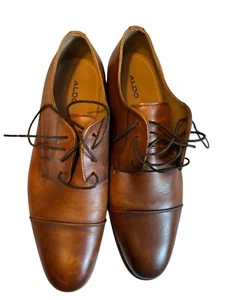 Aldo Mens Brown Leather Oxford Dress Shoes Size 9 - Picture 1 of 9