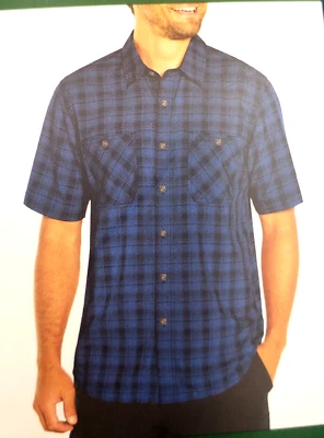 ORVIS Mens Short Sleeve WOVEN TECH Shirt UPF 30+ QUICK DRY BLUE PLAID MEDIUM NEW - Image 1 of 4