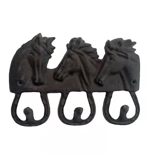 METAL HORSES WALL HOOK - Cast Iron - Key Coat Bag Towel - Horse - Picture 1 of 3