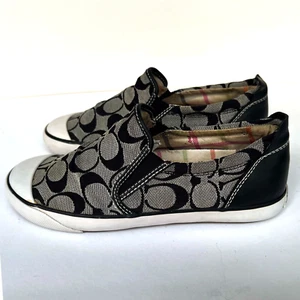 Coach Signature Monogram Beale Slip On Black Canvas Sneakers Shoes Women 7B - Picture 1 of 15