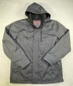 Free Country Coat Mens M Deep Charcoal Multi-Ripstop Hooded 4 Pockets Lined - Picture 1 of 21