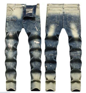 Mens Skinny jeans Stretchy Pant Slim Fit Pant Ripped Jeans Rip Jeans Casual Pant - Picture 1 of 11