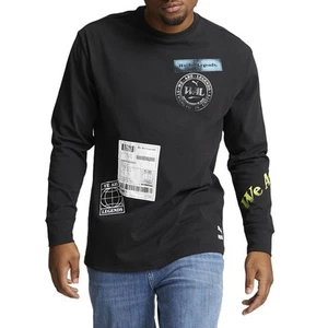 PUMA We Are Legends Workwear Graphic Crew Neck Long Sleeve T-Shirt Mens Black Ca - Picture 1 of 4