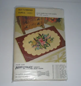 Aunt Lydia's Punch Needle Rug Wall Hanging Old Fashioned Floral #651 NOS - Picture 1 of 6