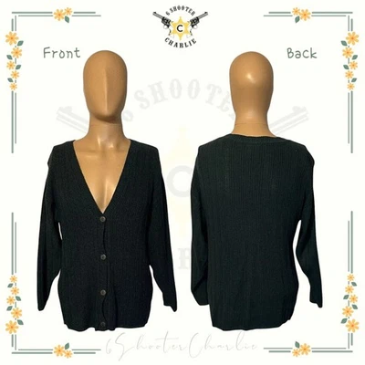 Cárdigan suéter mediano Huntington Ridge verde tejido con cable vintage con botones Foto 1 de 4