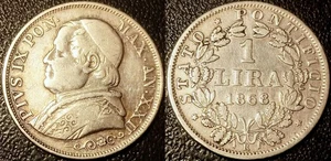 Italien - Vatikan - Pius Ix - 1 Lira Silber 1868 An Xxii Hervorragend! Km #1378 - Bild 1 von 1