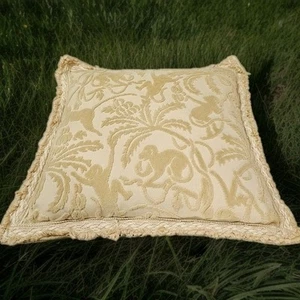 Vintage goldfarben in Ton Affe Palme 16"×16" quadratisches Akzentkissen gebraucht, in einwandfreiem Zustand - Bild 1 von 8