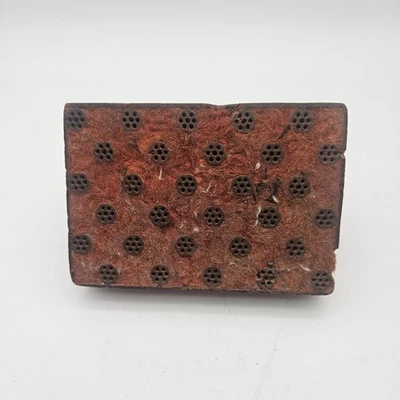 Antiguo bloque de estampillas de tela con patrón de círculo textil de madera tallada a mano Foto 1 de 4