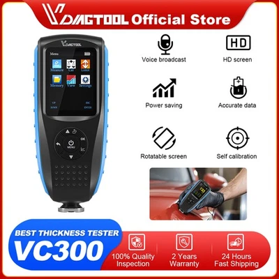 VDIAGTOOL VC300 Thickness Gauge For Car Paint Tester Coating Meter LCD Backlight Foto 1 de 4