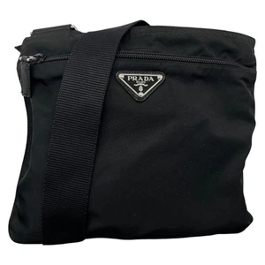 Prada Men's Plaque Logo Crossbody Bag Black - Picture 1 of 11