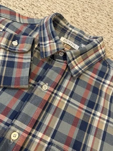 Gustin #786 Monster Plaid Slate x Royal Size Large 100% Cotton Made in USA - Picture 1 of 11