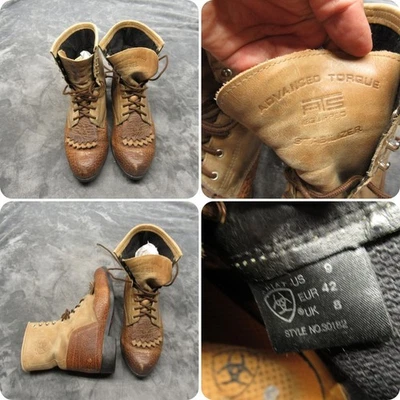 Ariat Mens Boots 9 Brown Leather Lace Up Advanced Wingtip Brogue Kiltie RARE - Image 1 of 4