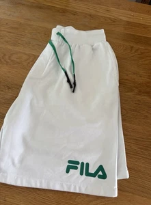 Fila men’s white shorts size L logo green drawstring sporty summer casual - Picture 1 of 6
