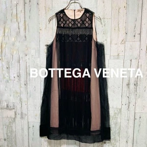 Bottega Veneta Sleeveless Long Dress Pink Black Silk Size 38 Lace Detail - Picture 1 of 24