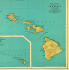 ca 1937 Vintage HAWAIIAN ISLANDS Map Antique HAWAII State Map Wall Art Decor