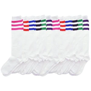 Angelina 6 Pair Package Girls Kids Toddler Referee Knee High Socks White 2539WS - Picture 1 of 3