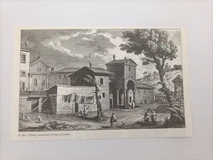 Clipping Ritaglio Illustrazione Roma Giuseppe Vasi Chiesa Monastero San Cosimato - Picture 1 of 1
