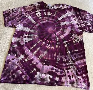 NEU Gildan Damen dunkel lila schwarz grau Ice Tie Dye Kurzarm Shirt XL - Bild 1 von 7
