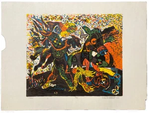 Nick De Matties Original Signed Art Woodcut PUCK 1966 - Picture 1 of 6