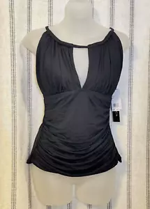 La Blanca Island Goddess hochgeschlossen Schlüsselloch Tankini Oberteil schwarz 12 - Bild 1 von 8