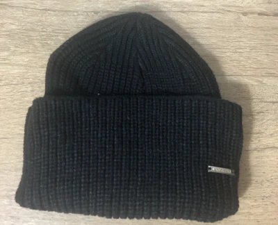 NUEVO SIN ETIQUETAS Steve Madden Unisex Negro Acanalado Gorro Nordstrom Foto 1 de 4