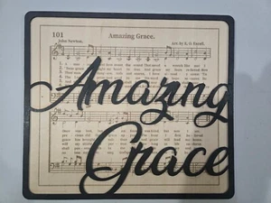 Amazing Grace laser engraved with Music Sheet in background 2 colors 12"wood art - Picture 1 of 1
