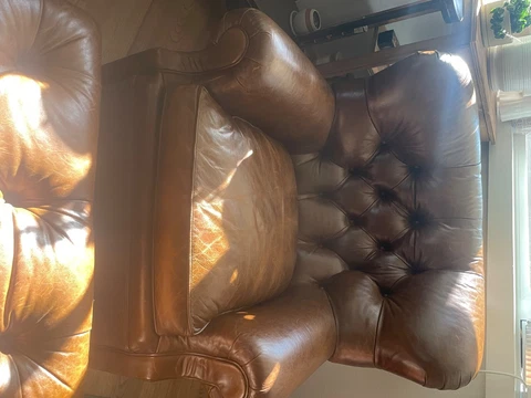 Vintage leather Ralph Lauren wingback writers chair and ottoman Cover