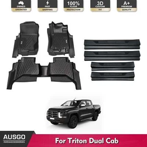 AUSGO Floor Mats + Door Sill Protector for Triton MV Dual Cab 2024-Onwards - Picture 1 of 14