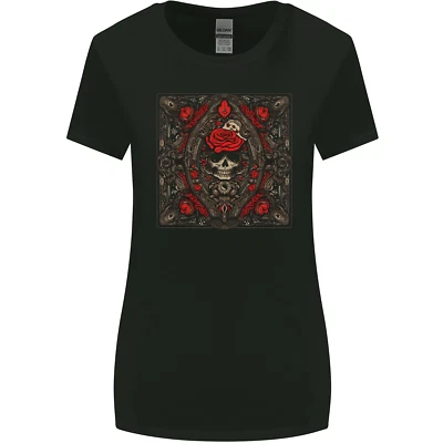 Camiseta ornamentada de juego de cartas calavera gótica para mujer corte más ancho Foto 1 de 2