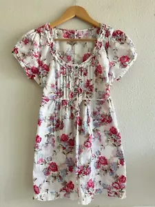 Dolled Up By FANG floral Babydoll Top Size Large Tie Waist Cottagecore Y2K Retro - Picture 1 of 9