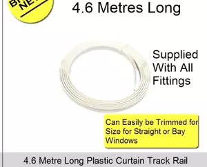 Plastic Curtain Rail Track for Window Bay with All Fixings 4.6 Metre - Picture 1 of 1