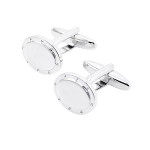 Oval Silver Cufflinks Shirt Sleeve White Stud Screw Tool Button Charles William - Picture 1 of 7
