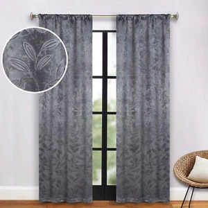 Leaves Washable 36" Wide Rod Pocket Room Darkening Blackout Curtains, Set of 2 - Picture 1 of 171