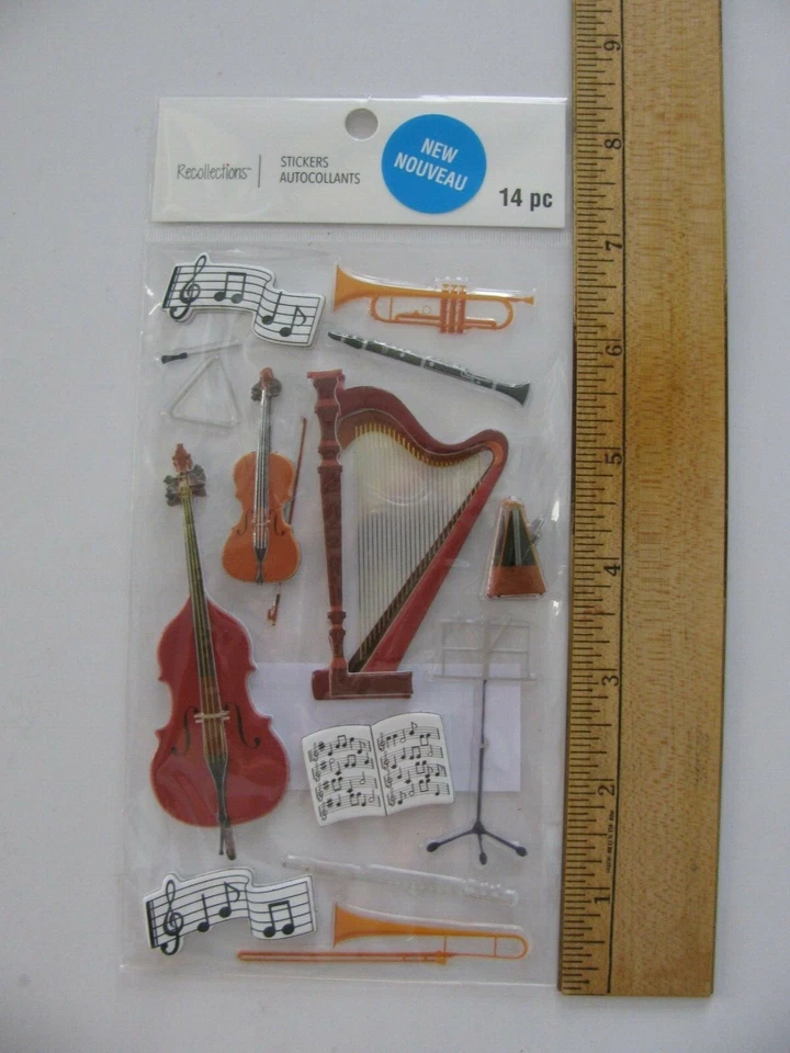 Recuerdos Pegatinas Dimensionales MÚSICA 14 Piezas Nuevo en Paquete Foto 1 de 1