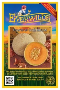 50 Hearts of Gold Melon Seeds - Everwilde Farms Mylar Seed Packet - Picture 1 of 3