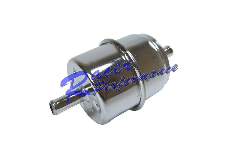 5/16" Barb inlet & outlet CHROME FUEL FILTER Paper CHEVY FORD CHRYSLER SBC BBC - Image 1 of 1
