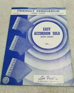 FRIENDLY PERSUASION BY PIETRO DEIRO JR- ACCORDION SOLO SHEET MUSIC 1956 - Picture 1 of 3
