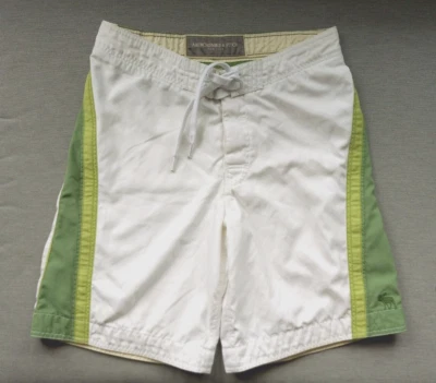 Abercrombie & Fitch Men's 32 White Green Drawstring w Pocket board Swim Trunks - Image 1 of 4