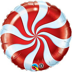 RED CANDY CANE SWIRL CHRISTMAS WILLY WONKA 18" FOIL BALLOON!