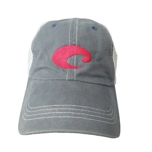 COSTA DEL MAR Mens Trucker Hat Gray 2 Red Logos Embroidered Strapback Cap OSFM - Picture 1 of 10