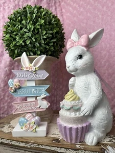 NWT 12” Sweet Treats Spring Pastel Easter Bunny Girl With Glitter Cupcake Decor - Picture 1 of 13