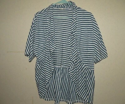 Copper Key Striped Blue & White Size M Medium Cardigan Short Sleeve Women  - Imagem 1 de 4