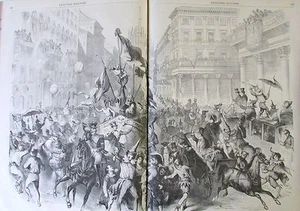 GRAVURE ITALIE CARNAVAL DE MILAN COSTUMES JOURNAL L' UNIVERS ILLUSTRÉ 1859 - Picture 1 of 2