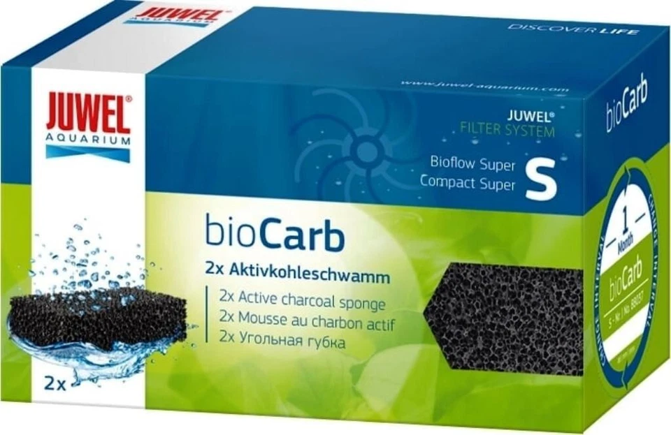 JUWEL BioCarb S 2 Spugne Filtro Rekord Lana nera Carbone Compact Bioflow Super - Immagine 1 di 1